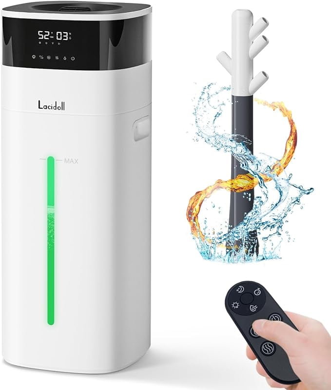 YOKEKON Humidifier Large Room, 5.3Gal/20L Cool and Warm Mist Humidifiers for Home 3000 sq ft, Whole House Humidifiers with Diffuser&Extended Tube, Top Fill Humidifiers for Bedroom Baby Nursery Plants