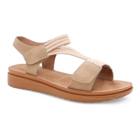 Women's Comfort Sandals – Two Tone Elastic Strappy Slingback Sandals for Walking & Everyday Wear