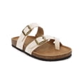 thumbnail image 1 of Women’s Cork Footbed Sandals – Double Buckle Slip-On with Toe Loop, Comfortable Summer Slide Sandals for Walking & Casual Wear, 1 of 5