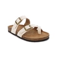 thumbnail image 1 of Women’s Cork Footbed Sandals – Double Buckle Slip-On with Toe Loop, Comfortable Summer Slide Sandals for Walking & Casual Wear, 1 of 5