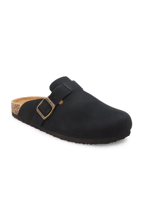 GILA-102 Women's Faux Suede Slip On Cork Footbed Buckle Clog