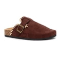 thumbnail image 1 of Women's Faux Suede Clog Mules – Whipstitch Buckle Slip-On Clogs, 1 of 8