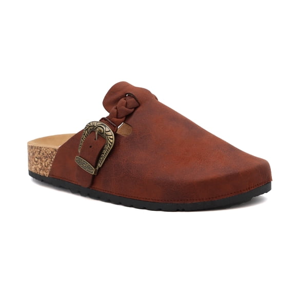 Women's Braided Strap Clogs – Western Buckle Slip-On Clogs for Everyday Wear