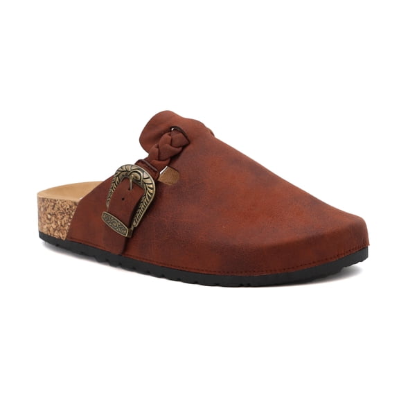 Women's Braided Strap Clogs – Western Buckle Slip-On Clogs for Everyday Wear