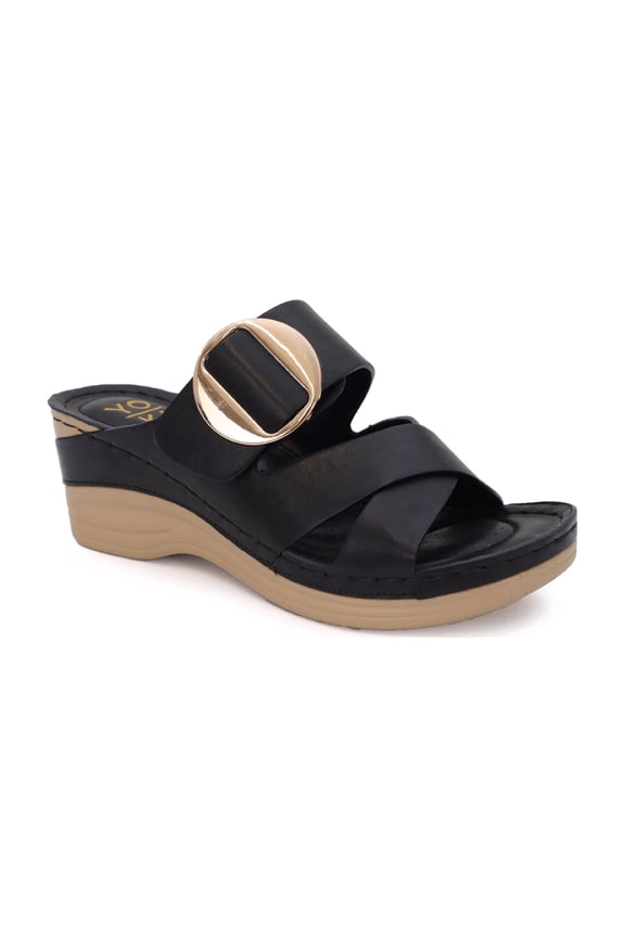 Women's Wedge Sandals  Comfortable Buckle Slide Sandals for Everyday Wear