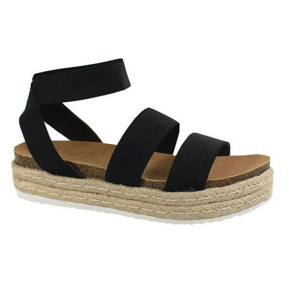 YOKI Women's CHIARA-10 Espadrille Sandal-Black-7.5