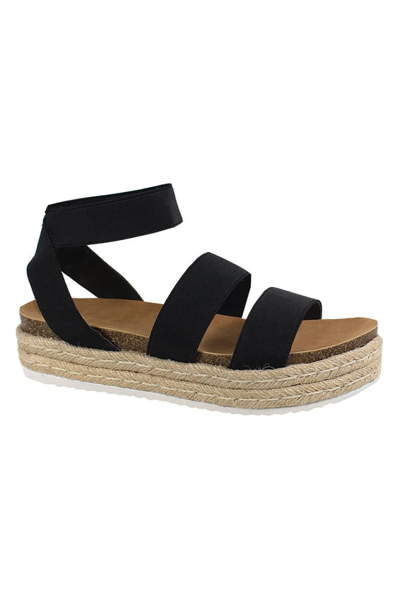 CHIARA-10 Women's Elastic Strappy Platform Espadrille Sandal With Ankle Strap