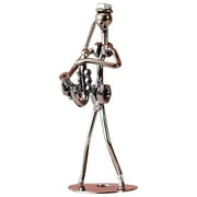 YOKIUYI Band Gifts Music Man Statue Metal Musician Orchestra Guitar Trombone Saxophone Player Model Desktop Ornament for Home