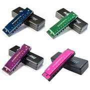 YOKSAS 4PCS Harmonicas C Key 10 Hole with Case Polishing Cloth for Beginners Kids