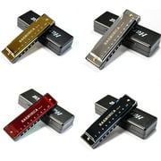 YOKSAS 4PCS Harmonicas C Key 10 Hole with Case Polishing Cloth for Beginners Students Kids