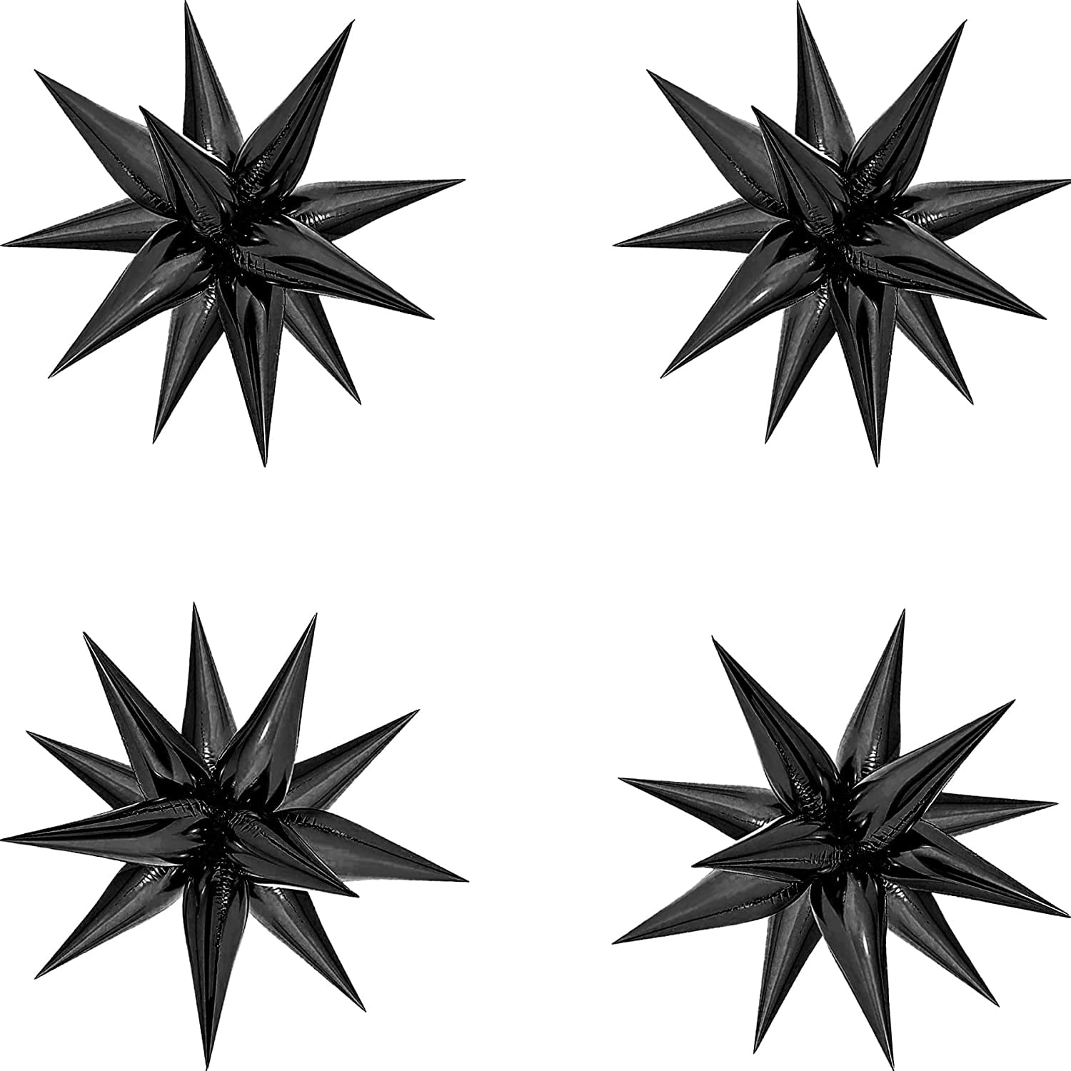 YOKSAS 50Pcs Black Metallic Foil Spike Balloons Set with 4 Starburst ...