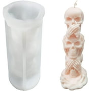 YOKSAS Large Skull Pillar Candle Mold,Silicone Epoxy Resin Art Skeleton Candles Mold for Aromatherapy Candles Crafts Making