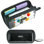 YOKUMA Pencil Case, Aesthetic Clear Pencil Pouch for Boys Girls,Large Capacity Pen Bag for Kids Teen College Students Adults,Back to School Supplies-Black