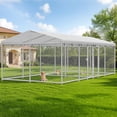 thumbnail image 1 of YOKWOK 20x10ft Outdoor Dog Kennel for 2 Dogs, Heavy Duty Dog Enclosure with Waterproof UV-Resistant Cover, Galvanized Steel Frame and Security Lock, Dog Kennel Outdoor for Backyard Farm Use, 1 of 7