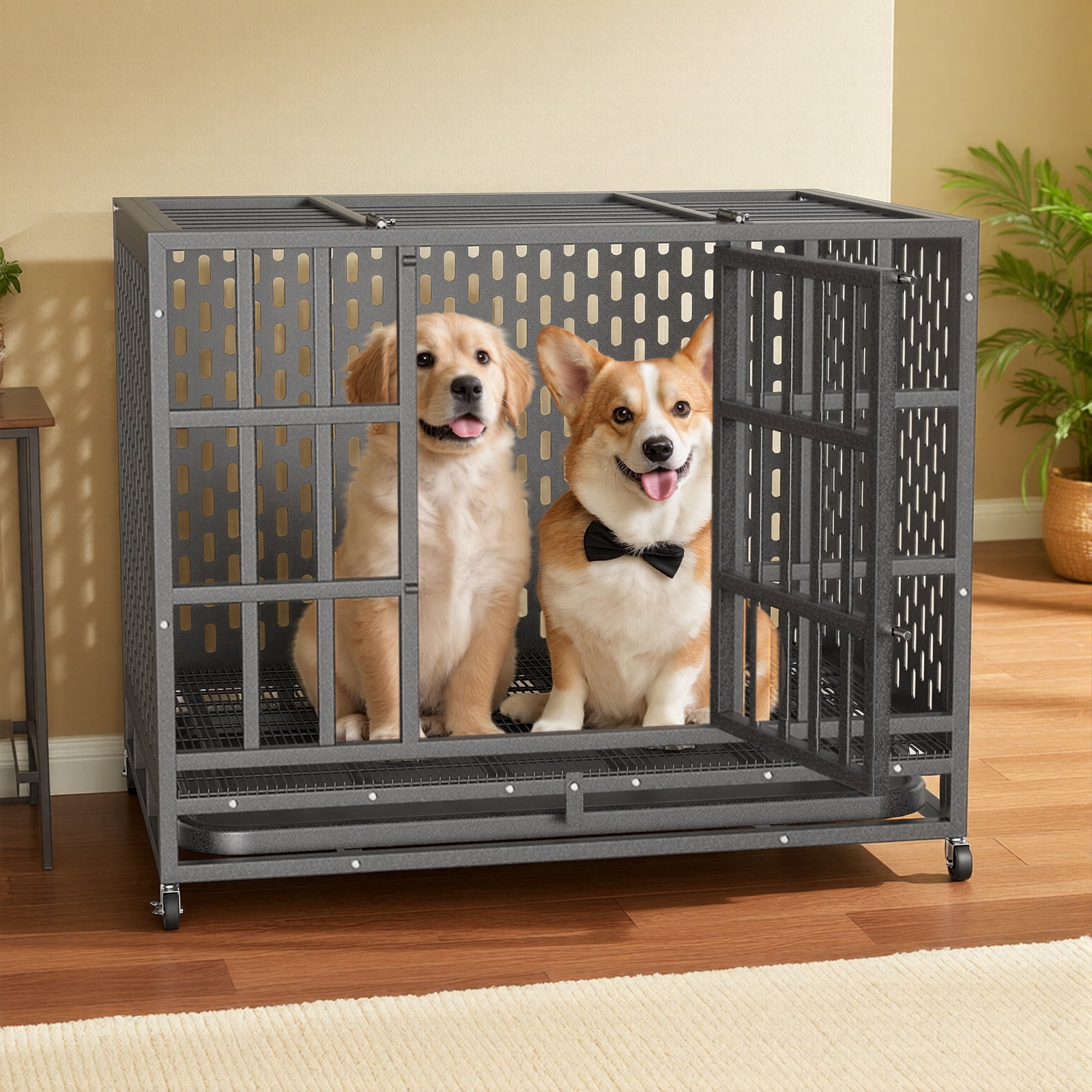Image result for YOKWOK 38 Inch Heavy Duty Dog Crate for Small Dogs, Indestructible Chew ...