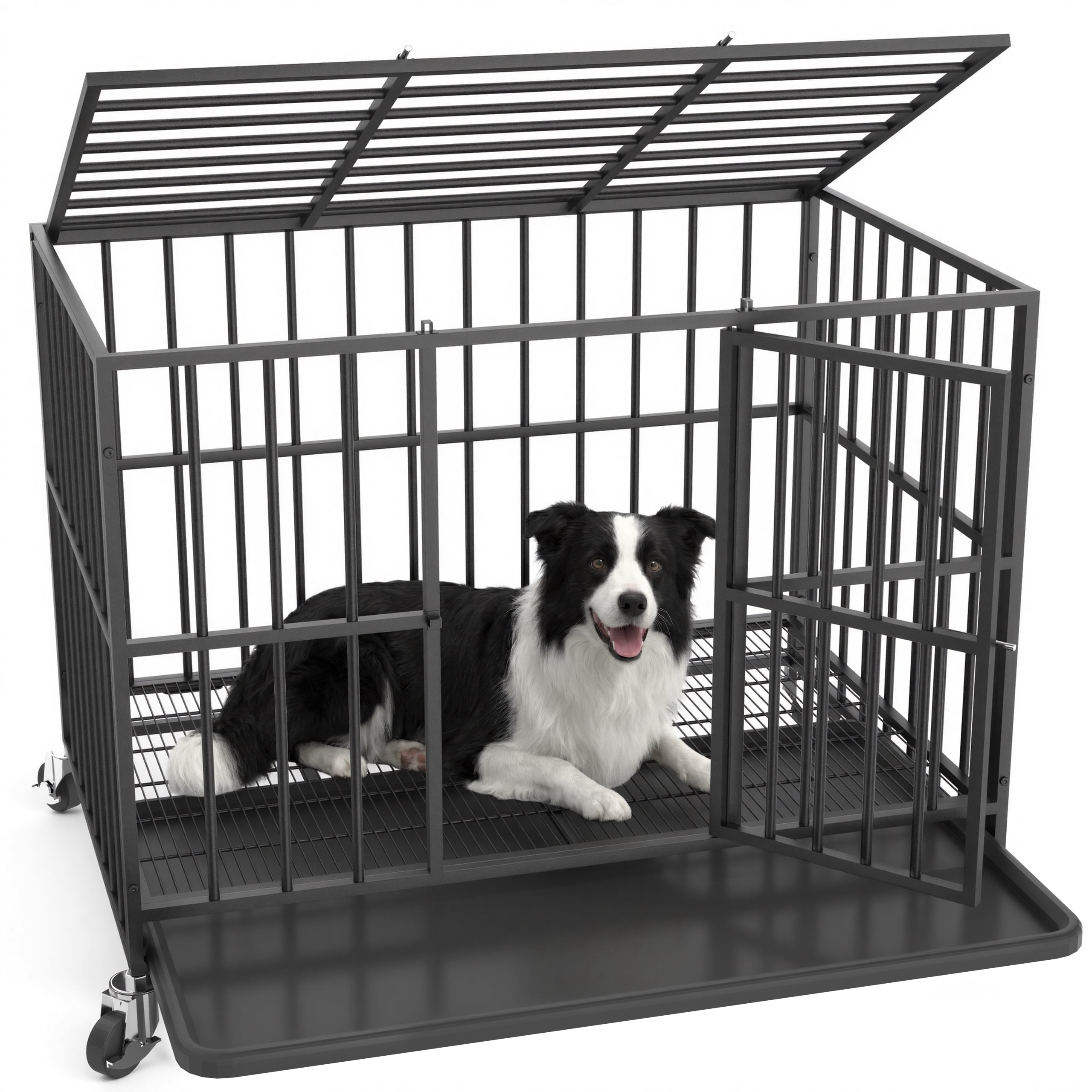 YOKWOK 42 Inch Heavy Duty Dog Crate for Medium Dogs, Chew Proof ...