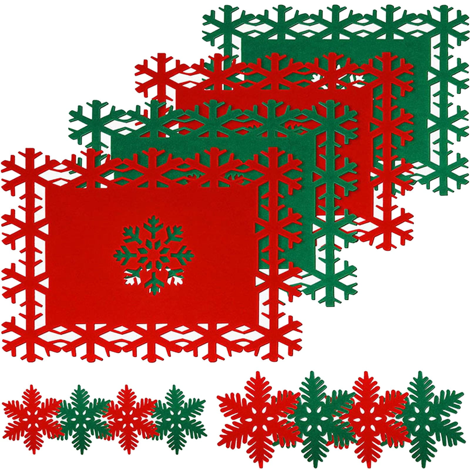 YOLAI 12 Christmas Snowflake Placemats Christmas Placemats Red and