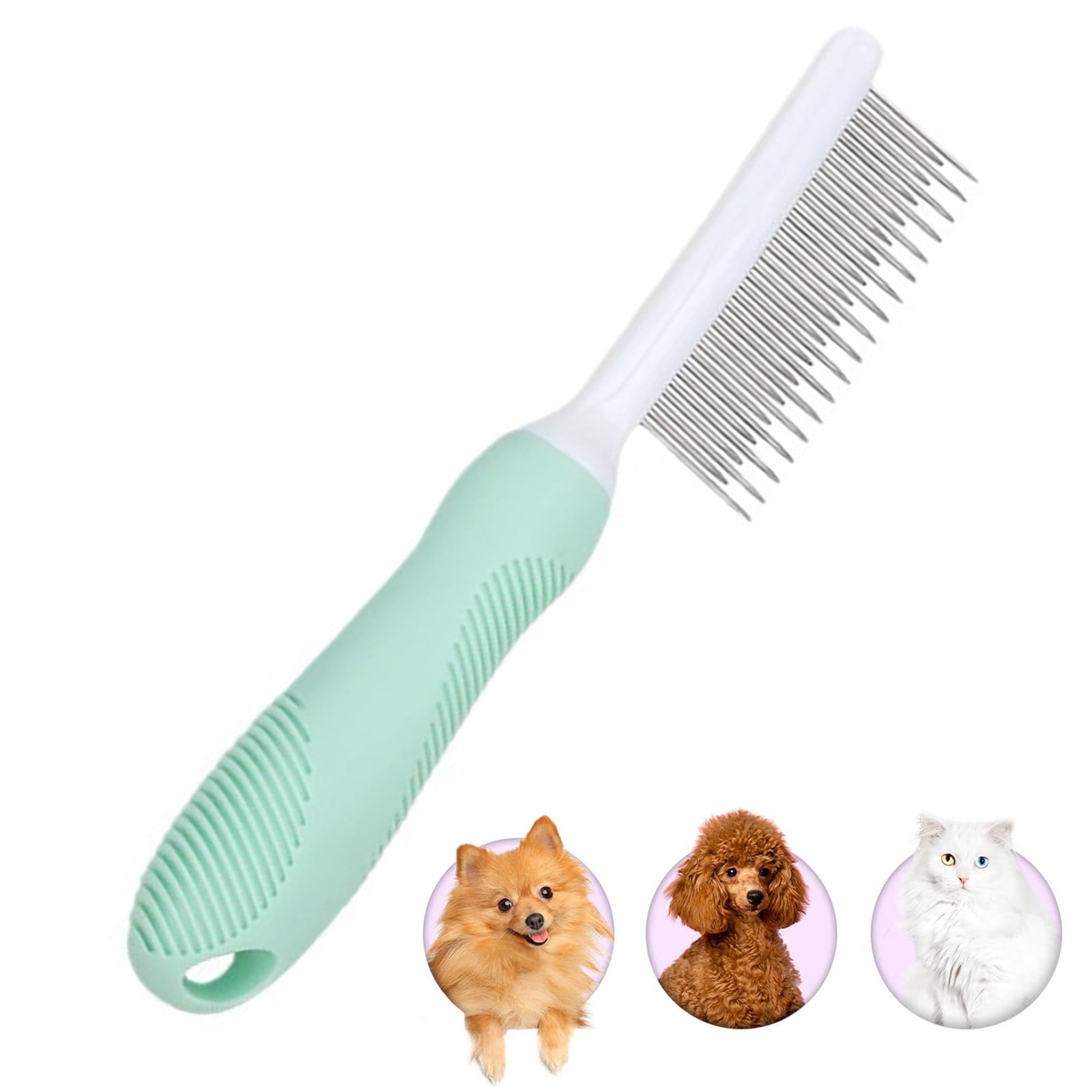 Yolaird 2 in 1 Stainless Steel Detangler Comb Cat Dog Grooming Brush Size One size Green