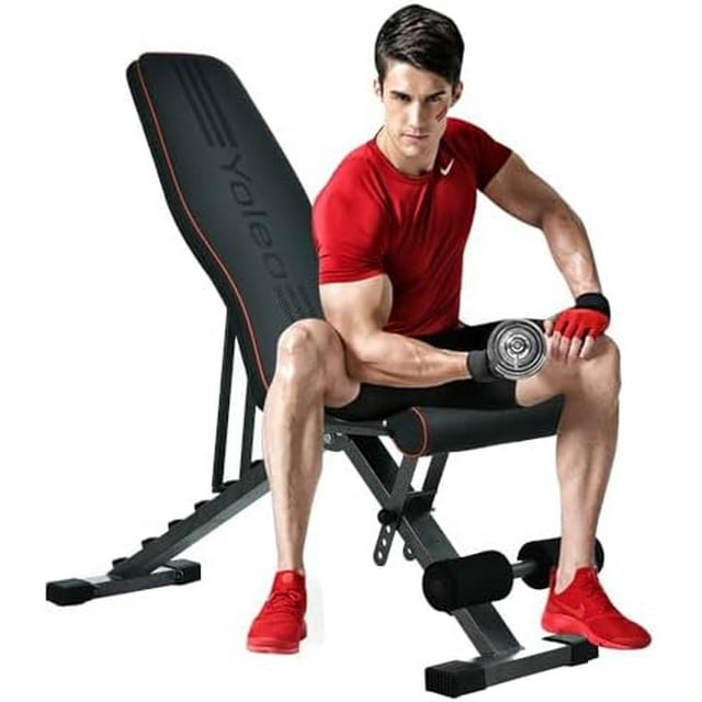 YOLEO Adjustable Weight Bench, Foldable Full Body Workout Benches Strength Training Folding