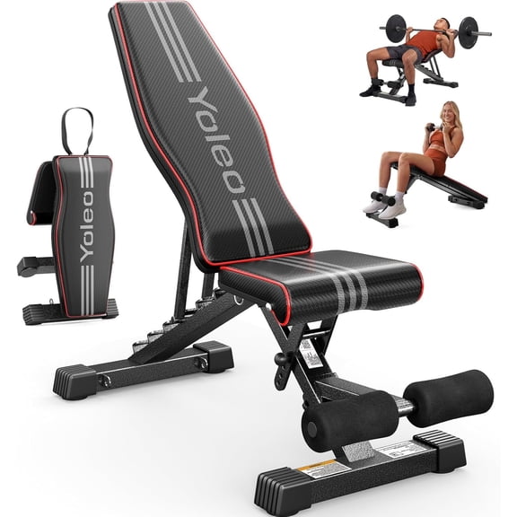 YOLEO Adjustable Weight Bench for Home Gym, ASTM-Certified 827LBS, 98% Pre-Assembled, Foldable Gym Bench with 84 Positions Incline Decline Flat, Wider Seat