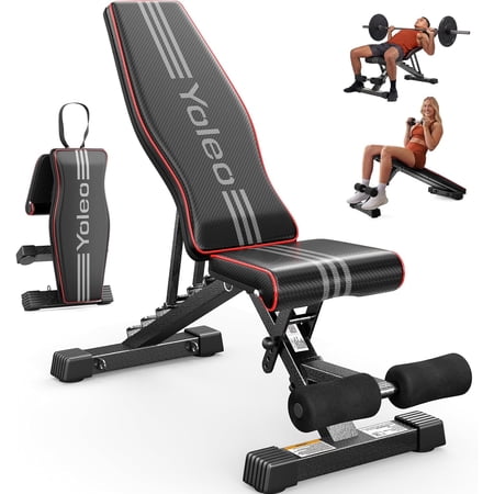 YOLEO Adjustable Weight Bench for Full Body Workout, Foldable Flat/Incline/Decline FID Bench Press for Home Gym, 330 lbs weight max