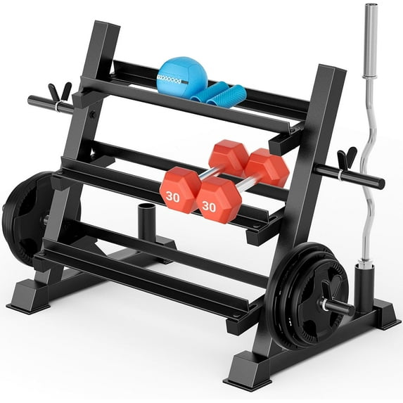 YOLEO Upgraded Dumbbell Rack,1100LBS Capacity Weight Rack for Dumbbells,Kettlebells,3-Tier Adjustable Weight Stand,Multifunctional Weight Storage,Compact Weight Organizer for Home Gym (Rack Only)