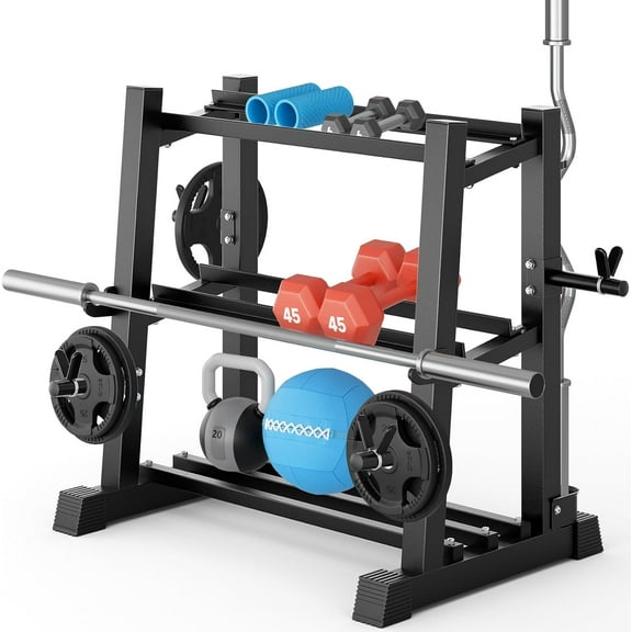YOLEO Upgraded Dumbbell Rack,1100LBS Capacity Weight Rack for Dumbbells,Kettlebells, 3-Tier Adjustable Weight Stand, Multifunctional Weight Storage, Compact Weight Organizer for Home Gym (Rack Only)
