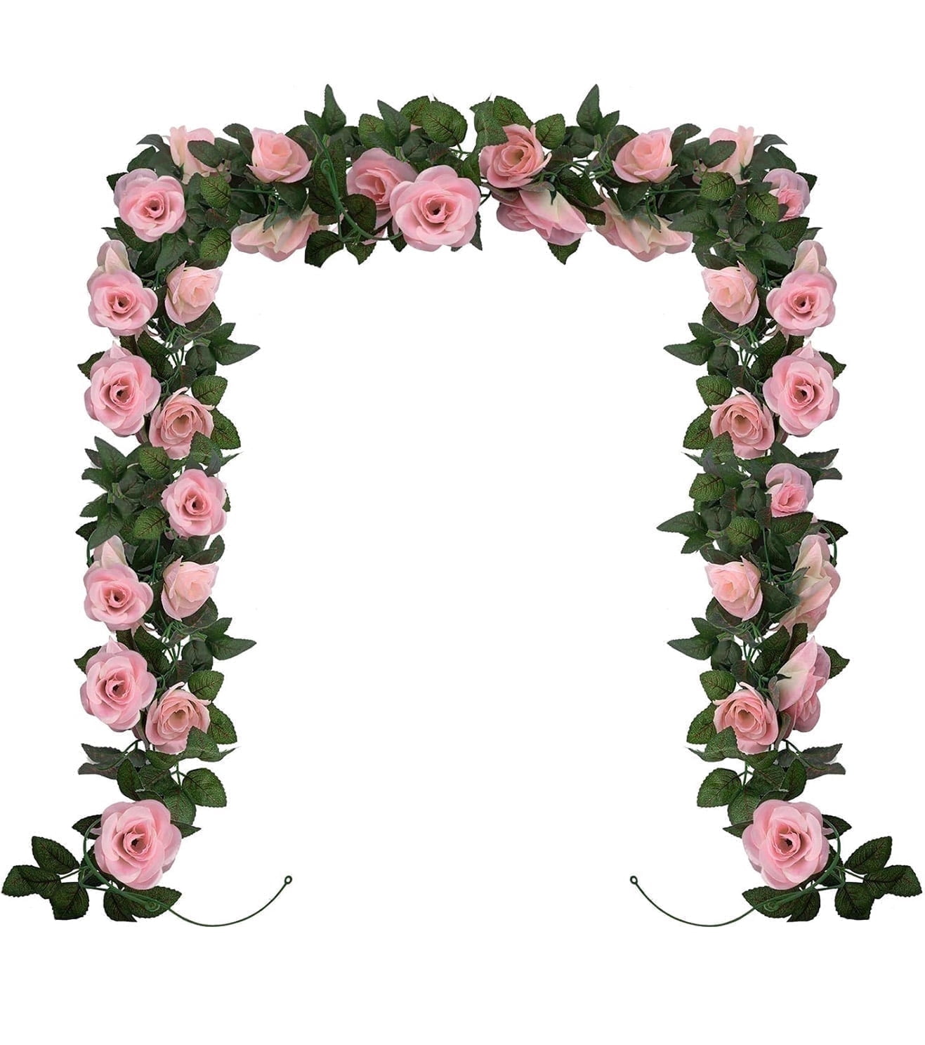 YOLETO 2 Pack Artificial Flowers for Decoration, Fake Floral Pink Rose Vines