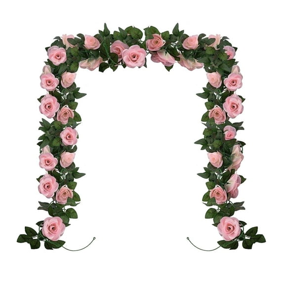 YOLETO 2 Pack Artificial Flowers for Decoration, Fake Floral Pink Rose Vines