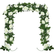YOLETO 2 Pack Artificial Flowers Garland for Decoration, Fake Floral Garlands White Rose Vines