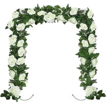 YOLETO 2 Pack Artificial Flowers Garland for Decoration, Fake Floral Garlands White Rose Vines