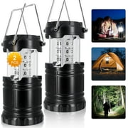 YOLETO 2 Packs Camping Lantern，IPX4 Water Resistan，Pull-Up Battery Powered Lights, Emergency Light, Camping Accessories for Hiking, Ourdoor Lamp