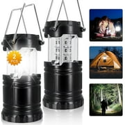 YOLETO 2 Packs Portable Camping Lantern- Collapsible Battery Flashlight, Emergency Light, Camping Accessories for Hiking, Ourdoor Lamp