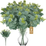 YOLETO 3 Pack Artificial Eucalyptus Stems, 48  Fake Eucalyptus Stems for Vase, Office Home Wedding Decor Home DIY Decoration