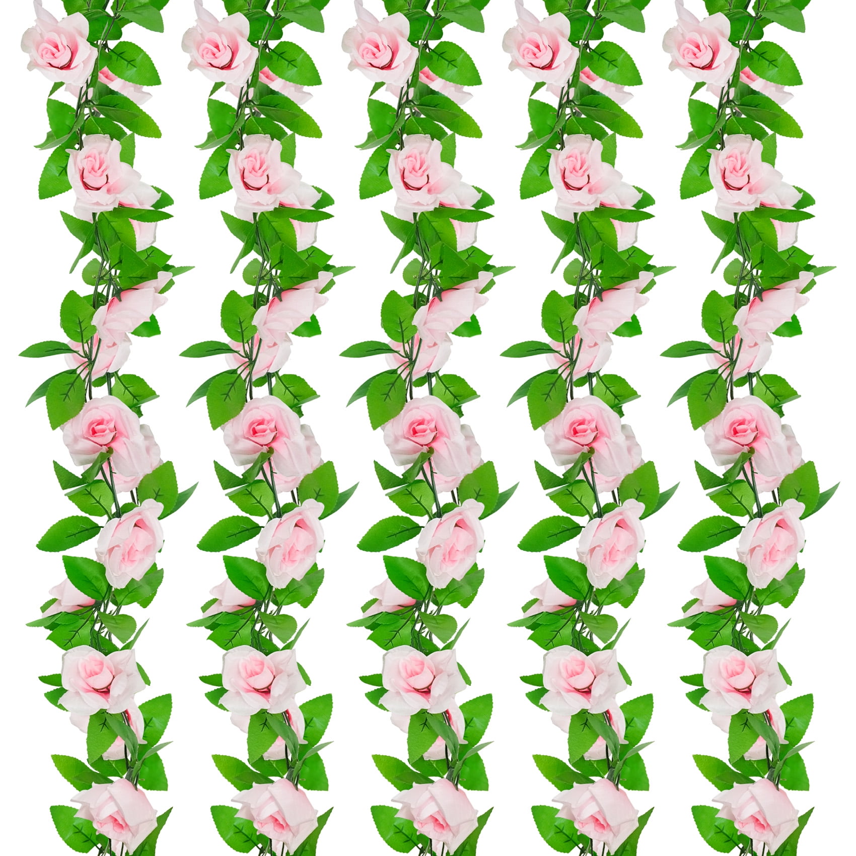 YOLETO 5 Packs Artificial Flowers Garland, 36ft Rose Vines Fake Plants Hanging Floral Vine for Wedding Decorations Home Decor