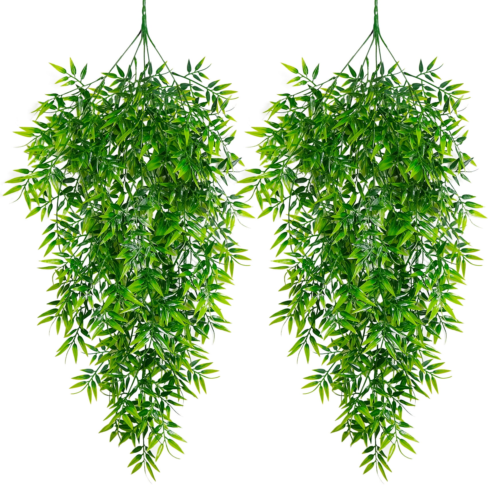 YOLETO Artificial Hanging Plants 2 Pack Fake Vines with Green Bamboo Leaves for Home Decor and