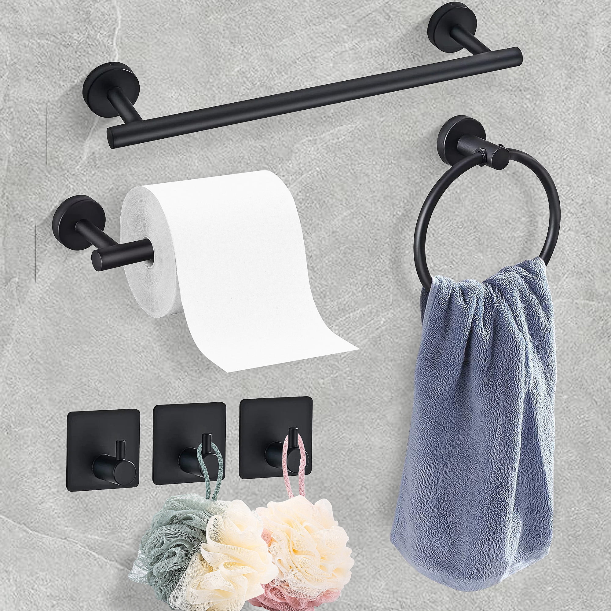 3PCS Bathroom Hardware Set, 3-Piece Bath Accessories Set Wall Mount  Includes Towel Bar, Heavy Duty Toilet Paper Holder Stainless Steel Round, Brushed  Nickel 