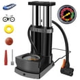 thumbnail image 1 of YOLETO Double Barrel Foot Air Pump - 160 PSI Portable Floor Bicycle Pump  with Pressure Gauge, Fits Presta & Schrader Valves for Bike Tires, Car Tires, Balls, Scooters and Inflatable Toys, 1 of 6