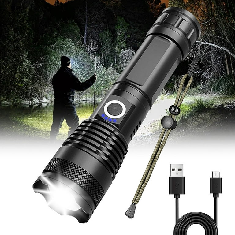 Rechargeable Flashlight High Lumens Super Bright Flash Light Powerful  Tactical Zoomable Flashlights for Emergencies Camping
