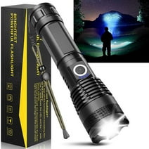 YOLETO LED Flashlight, 90000 Lumens Super Bright Tactical Flashlight, Rechargeable Flash Light, 5 Modes Zoomable Waterproof Flash Lights for Emergency, Outdoor, Home, Camping, Hiking