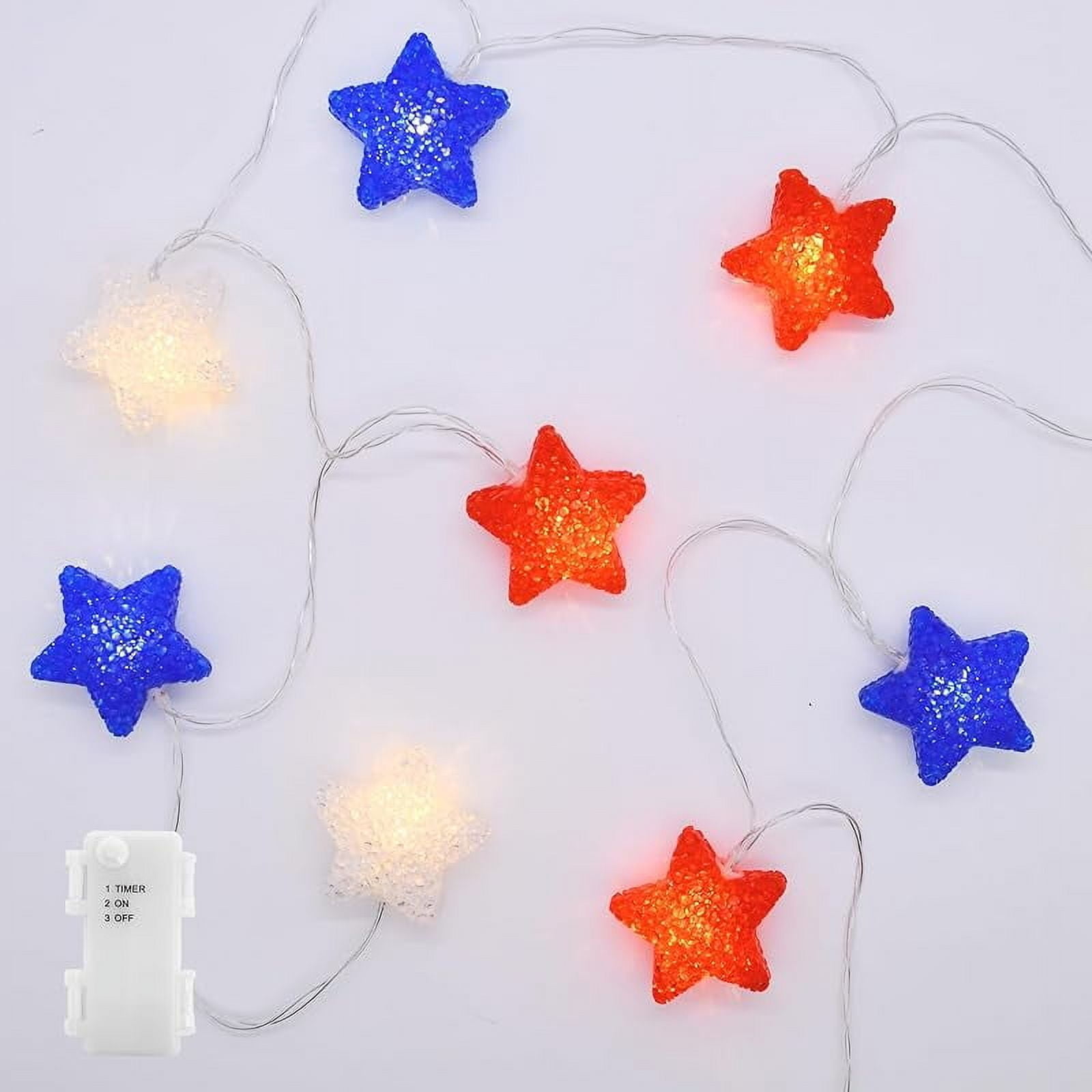 July In Led YOLIGHT 4th of July Decorations, Red White Blue Lights Star String ...