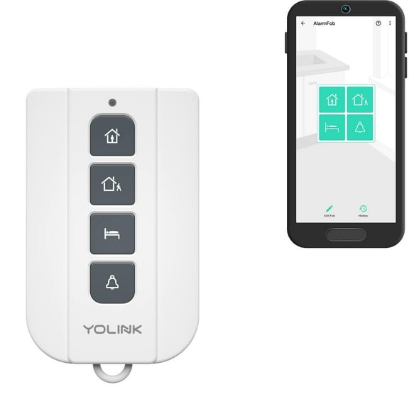 YOLINK AlarmFob Smart Security Fob - Arm/Disarm, Panic Button, Siren Control & More, LoRa Extreme Long (up to 1/4 mile open-air) range (Hub Required for Full Functionality)