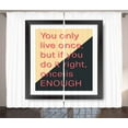 thumbnail image 1 of YOLO Curtains 2 Panels Set, Motivational Poster Design with a Quote in a Frame Positive Message, Window Drapes for Living Room Bedroom, 108W X 108L Inches, Pink Beige Charcoal Grey, by Ambesonne, 1 of 3