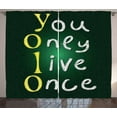 thumbnail image 1 of YOLO Curtains 2 Panels Set, School Board Theme Background with Chalk Style Meaningful Riveting Quote, Window Drapes for Living Room Bedroom, 108W X 90L Inches, Emerald Yellow and White, by Ambesonne, 1 of 3