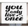 thumbnail image 1 of Ambesonne YOLO Curtains 2 Panel Set, You Only Live Once Words, 108" x 108", Black and White, 1 of 3