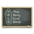 thumbnail image 1 of YOLO Cutting Board, Chalkboard Background Abbreviation Room Themed Illustration, Decorative Tempered Glass Cutting and Serving Board, Large Size, Charcoal Grey Pale Brown, by Ambesonne, 1 of 1