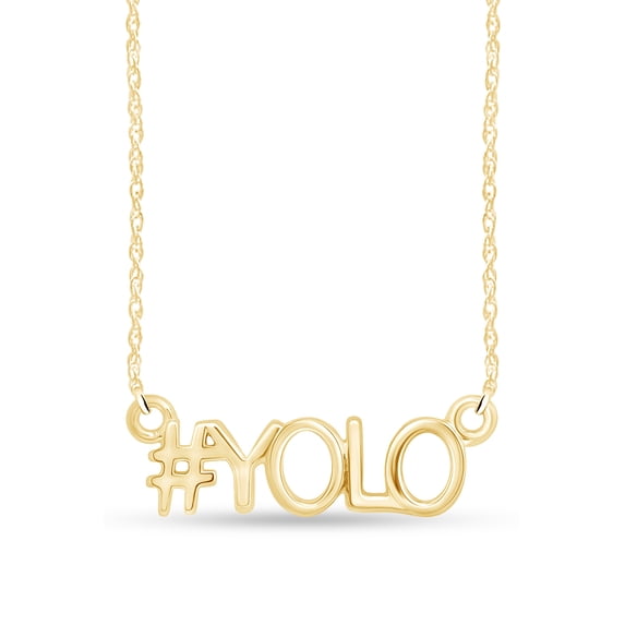 AFFY #YOLO Hashtag Pendant Necklace In 14K Yellow Gold Over Sterling Silver