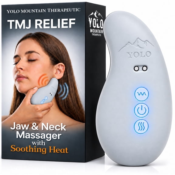 YOLO Mountain Therapeutic TMJ Relief Jaw & Neck Massager, Soothing Heat, 10 Vibration Modes, Rechargeable for Jaw Tension & Stiffness