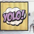 thumbnail image 1 of YOLO Shower Curtain, Comic Book Quote on Polka Dotted Background Pop Art Inspirations, Fabric Bathroom Set with Hooks, 69W X 70L Inches, Lavender Pale Brown and Black, by Ambesonne, 1 of 3
