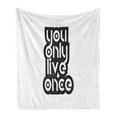 thumbnail image 1 of YOLO Soft Flannel Fleece Throw Blanket, Modern Popular Phrase Motto of the Internet Generation Inspirational Lettering, Cozy Plush for Indoor and Outdoor Use, 50" x 70", Black and White, by Ambesonne, 1 of 5